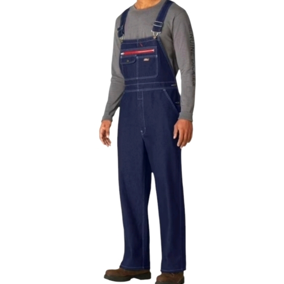 Dickies Other - Dickies denim Blue bib overalls Relaxed Fit Front Pockets EUC sz L
